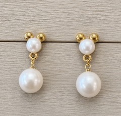 Napier Disney Mickey Mouse Faux Pearl Drop Earrings Gold Tone Pierced Vintage
