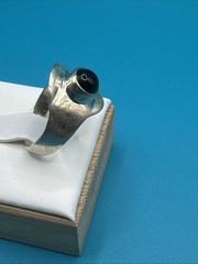 Vintage Sterling Silver and Black Onyx Ring Sz 7.25