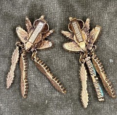 Vintage Celebrity Earrings Green And Gold Dangle Clip On
