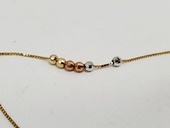 Vintage 14k Yellow Gold & Tri-Gold Faceted Bead Station Y Drop Necklace 16.5″
