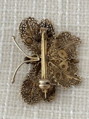 Vintage 1974 Sterling Silver Butterfly Pin Filigree with Gold Wash Over Sterling