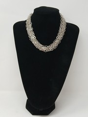 925 Sterling Silver Vintage Necklace Layered Multi Strand Statement Chain