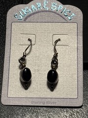 Southwest Sterling Black Gemstone Drop Dangle Earrings