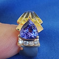 Original EARTH MINED TANZANITE DIAMOND Engagement Ring 14K GOLD Design Solitaire