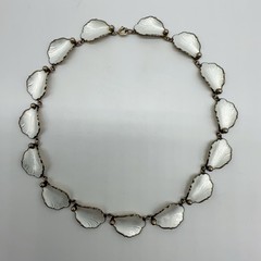 VTG Norway Hans Myhre Sterling Silver White Enamel 15″ Necklace 37g #gag