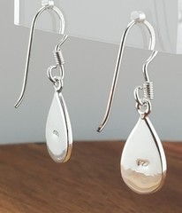 925 Pink Chalcedony Teardrop 1in Drop Earrings Sterling Silver Bezel Set Pear