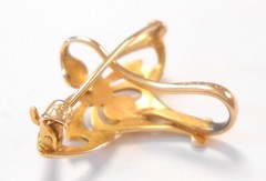 14K Yellow Gold Art Nouveau Style Pendant Pocket Watch Holder Brooch 29x21mm