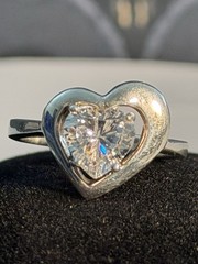 Vintage Sweetheart Sterling Ring/Heart Shaped / Cubic Zirconia 8.75 Beautiful