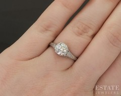 Antique 18k White Gold Transitional Natural .63ct Diamond Filigree Ring p24243