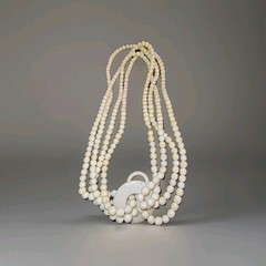 Signed Gerda Lynggaard Monies Vintage Creamy Wood Bone Disc Necklace Denmark