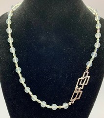 Opaline Glass Bead Necklace w/ 925 Modernist Geometric Interlocking C Clasp MCM