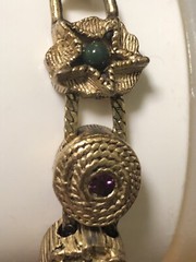 Vintage GOLD TONE SLIDE BRACELET MULTIPLE STONES 7 1/2”
