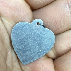 Vtg Unsigned Aluminum Sweetheart Heart Tag Charm or Pendant NO Engraving BLANK