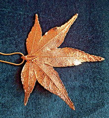 Vintage Japanese Maple Leaf dipped in 24K Gold Pendant on a 18KGP Snake Chain