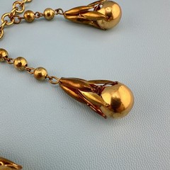 Vintage Art Deco Necklace Fringe Chain Gold Tone Etruscan Revival Statement