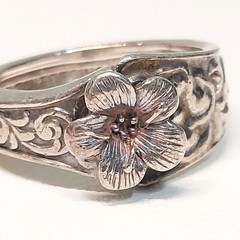 Sz 9.5 VTG Sterling Silver Floral Scroll Band Ring Signed TON & DESIGNER 9.9g