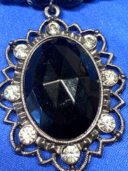 Vintage Jet Black Glass 15″ Wire Choker + Pendant – Fits all