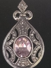 Vantage 1990 Avon Victorian Faux Amethyst Marcasite Teardrop Pendant Only
