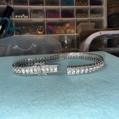Sterling Silver Sparkling Hinge Chain Bracelet CZ925 needs REPAIR