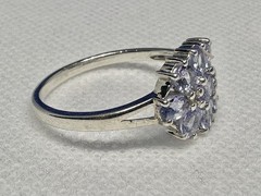 (10) 9x 6x4mm 2 Ct Faceted Tanzanite Cluster 925 Silver Ring size 9.75 Cocktail