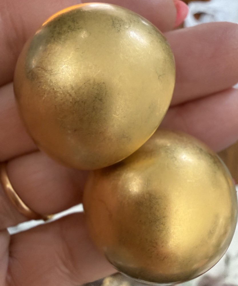 Vintage Erwin Pearl Brushed Gold Tone Statement Runway Pierced Earrings