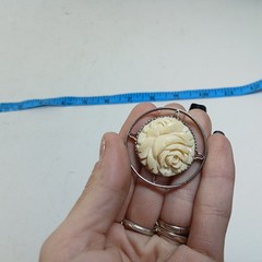 Vintage 2-Sided Mother of Pearl and Hand Carved Flower Pendant