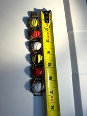 Vintage Chunky Swirl Art Glass Cabochon Link Bracelet Brass Retro 1950s Dungeon