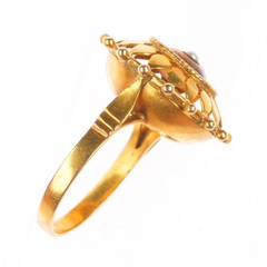 sz7.5 Antique 19k gold seed pearl ship’s wheel form nautical statement ring
