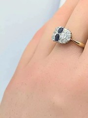 Art Deco Vintage 2.46Ct Lab Created Sapphire 14K Gold Finish Engagement Ring