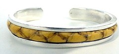 BRACELET STERLING SILVER REAL YELLOW SNAKE SKIN INLAID CUFF APPROX 7/16″ WIDE #1