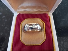 MCM Traub Orange Blossom 14k White Gold Diamond Starburst Eternity Band Size 6.5