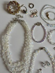 Vintage Crystal Aurora Borealis Necklace Bracelet Earrings Brooch Pin Ring Lot