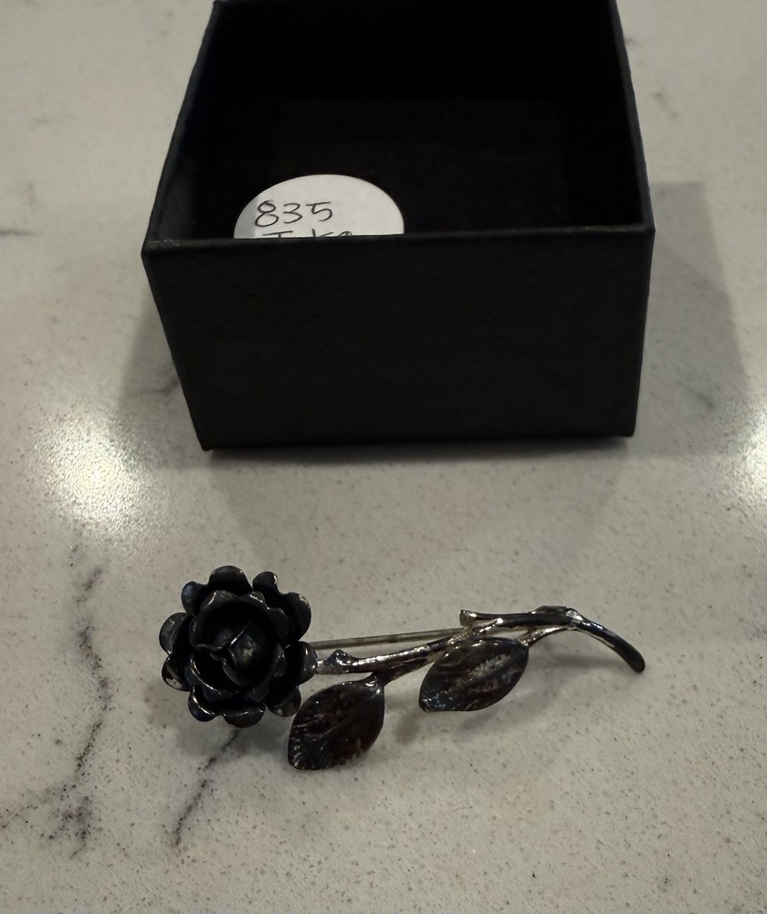 Vintage Teka 835 Silver Rose Brooch