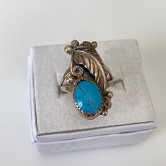 Vintage 925 Sterling Silver Blue Turquoise Old Pawn Southwest Ring Size 6