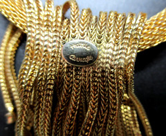HATTIE CARNEGIE Rhinestone Waterfall Golden Mesh Rope Fringe Vintage Necklace