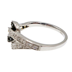 14k Solid White Gold Black and White Natural Diamond Love Knot Ring Size 7