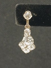 1950s Austria silver plated clear crystals spray brooch clip on earnings set