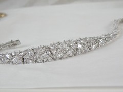 Vintage Sterling Silver 925 Cluster Gemstone Tennis Bracelet 7.5″
