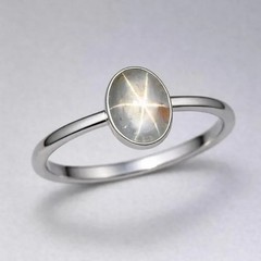 Natural White Star Sapphire Ring 925 Sterling Silver Minimalist Ring