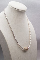Pastel Pearl Choker Floating Carved Pearl Sterling Silver Handmade Necklace