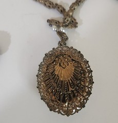 VINTAGE WEST GERMANY BROWN SWIRL RHINESTONE & FAUX PEARL NECKLACE & EARRINGS
