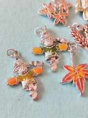 Enamel Silver Plate Fall Season Charm Pendant Lot Figural Scarecrow Corn Pumpkin