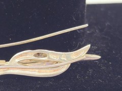 Vintage 925 Sterling Silver Gold Vermeil Modernist Abstract Wave Earrings CZ 925