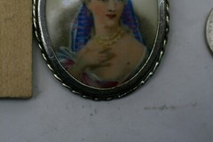 Limoges PORTRAIT brooch made in France STERLING FRAME A33