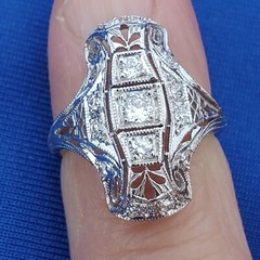 Originbal EARTH MINED DIAMOND ART Deco Engagement Ring Antique PLATINUM Filigree
