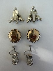 Collection Of Three Pairs Of Vintage Rhinestones & Beaded Earrings