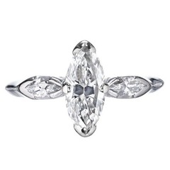 Vintage 0.93ct Ideal Cut Marquise Certified Platinum Ring Marquise Sides EGL