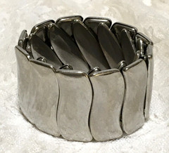 Vintage Silver tone Accordion Expansion Stretch Cuff Bracelet