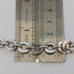 Vintage Sterling Silver Circle Link Bracelet Modernist Minimalist Toggle Round