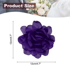 4.7″ Silk Satin Flower Brooch Pin Large Peony Floral Lapel Pin Deep Purple